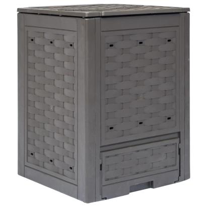Compostor de grădină, maro, 60x60x83 cm, 300 L plastic ratan GartenMobel Dekor