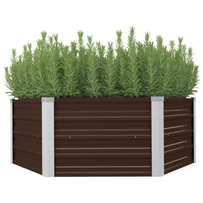Strat înălțat de grădină, maro, 129x129x46 cm, oțel galvanizat GartenMobel Dekor