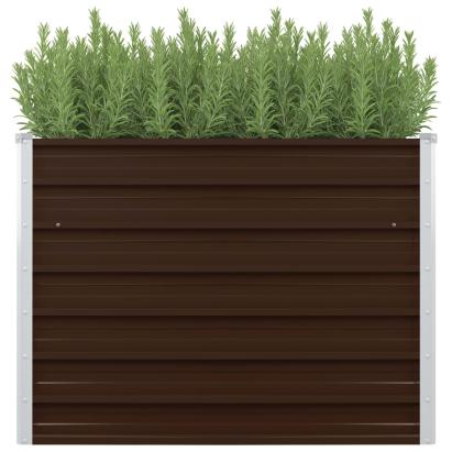 Strat înălțat de grădină, maro, 100x100x77 cm, oțel galvanizat GartenMobel Dekor