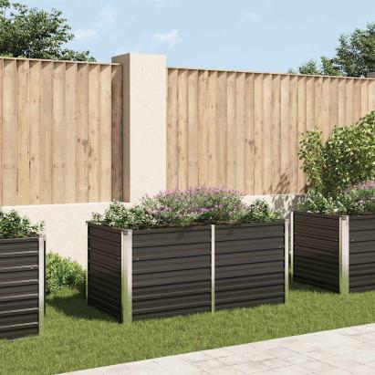 Strat înălțat de grădină antracit 160x80x77 cm oțel galvanizat GartenMobel Dekor
