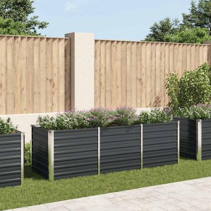 Strat înălțat de grădină antracit 240x80x77 cm oțel galvanizat GartenMobel Dekor