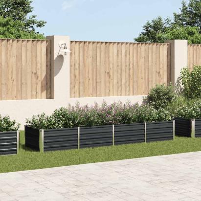 Strat înălțat de grădină antracit 320x80x45 cm oțel galvanizat GartenMobel Dekor