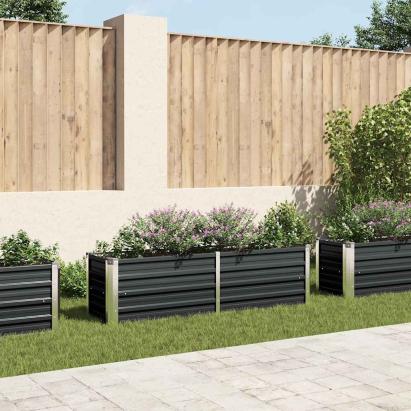 Strat înălțat de grădină antracit 160x40x45 cm oțel galvanizat GartenMobel Dekor