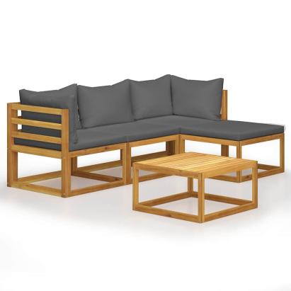 Set mobilier grădină cu perne, 5 piese, lemn masiv acacia     GartenMobel Dekor