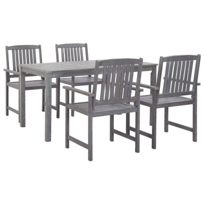 Set mobilier de exterior, 5 piese, gri, lemn masiv de acacia GartenMobel Dekor