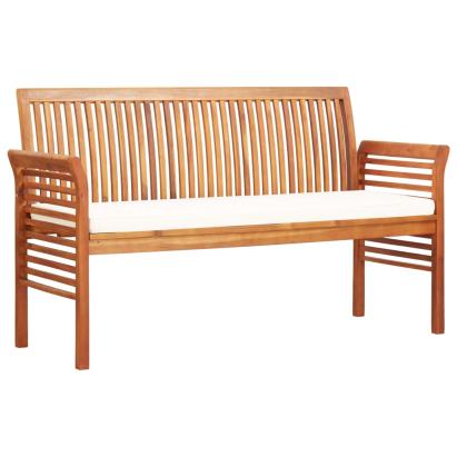 Bancă grădină cu 3 locuri & pernă, 150 cm, lemn masiv acacia  GartenMobel Dekor