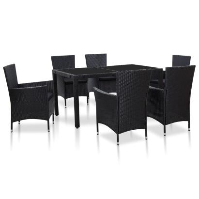 Set mobilier de grădină, 7 piese, negru, poliratan  GartenMobel Dekor