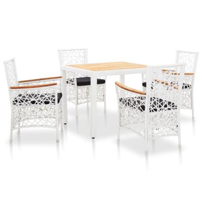 Set mobilier de grădină, 5 piese, alb, poliratan GartenMobel Dekor