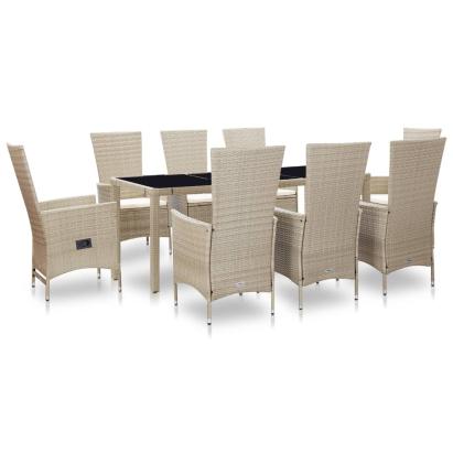 Set mobilier de exterior cu perne, 9 piese, bej, poliratan GartenMobel Dekor