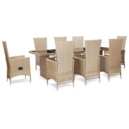 Set mobilier de exterior cu perne, 9 piese, bej, poliratan GartenMobel Dekor