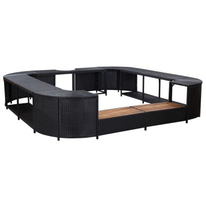 Mobilier împrejmuire spa negru 268x268x55 cm poliratan pătrat GartenMobel Dekor