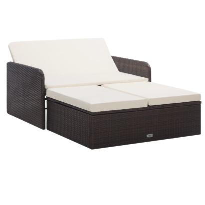 Set mobilier de grădină cu perne, 2 piese, maro, poliratan GartenMobel Dekor