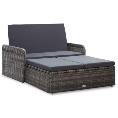 Set mobilier de grădină cu perne, 2 piese, gri, poliratan GartenMobel Dekor