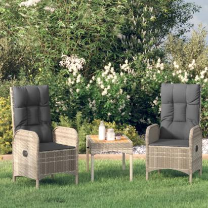 Scaune de exterior, 2 buc., gri, poliratan GartenMobel Dekor