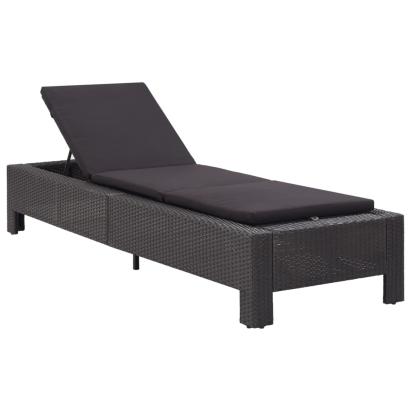 Șezlong cu pernă, negru, poliratan GartenMobel Dekor