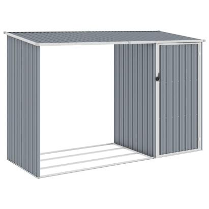 Șopron de grădină lemne de foc, gri, 245x98x159 cm oțel zincat GartenMobel Dekor