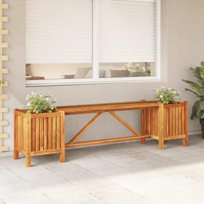 Bancă de grădină cu 2 jardiniere, 150x30x40 cm, lemn de acacia GartenMobel Dekor