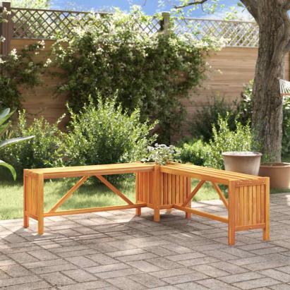 Bancă de grădină de colț cu jardinieră, 117x117x40 cm, acacia GartenMobel Dekor