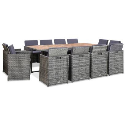 Set mobilier de exterior cu perne 13 piese, antracit, poliratan GartenMobel Dekor