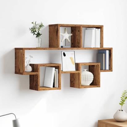 Raft de perete cu raft Lemn vechi 82 x 15 x 51 cm Lemn compozit GartenMobel Dekor