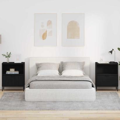 Mese de noptieră 2 pcs Negru 49 x 36 x 61 cm Lemn compozit GartenMobel Dekor