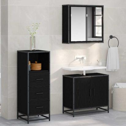 Dulap de Baie Stejar negru 35 x 37.5 x 100 cm Lemn compozit GartenMobel Dekor