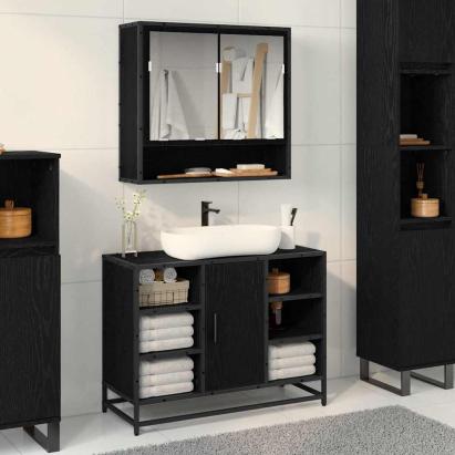 Dulap cu oglindă pentru baie Stejar negru 65 x 20 x 60 cm GartenMobel Dekor