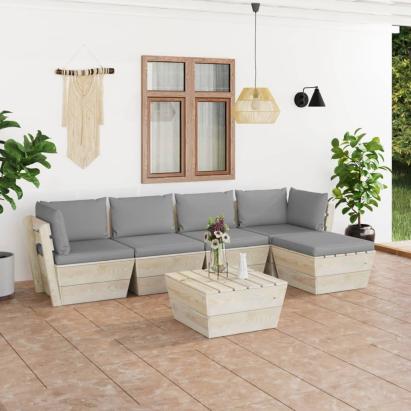 Set mobilier grădină din paleți cu perne, 6 piese, lemn molid GartenMobel Dekor