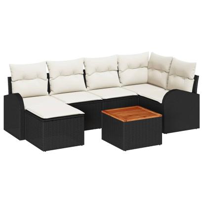 Set de canapele pentru grădină 7 pcs Negru Rattan poli GartenMobel Dekor