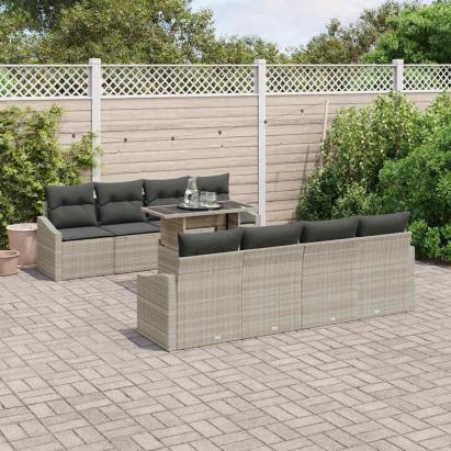 Set de canapele pentru grădină cu pernă 7 pcs Gri deschis GartenMobel Dekor