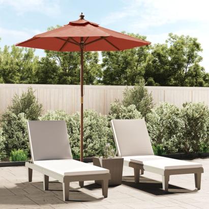 Umbrelă de soare de grădină stâlp din lemn cărămiziu 196x231 cm GartenMobel Dekor