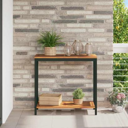 Masă de exterior cu depozitare Natural și negru 80 x 35 x 75 cm GartenMobel Dekor