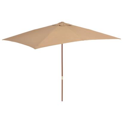 Umbrelă de soare, exterior, stâlp lemn, 200x300 cm, gri taupe GartenMobel Dekor