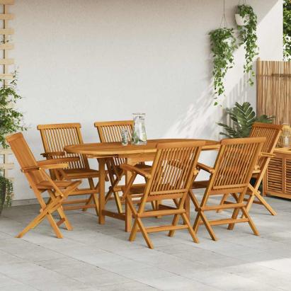 Set mobilier de exterior, 7 piese, lemn masiv de tec GartenMobel Dekor