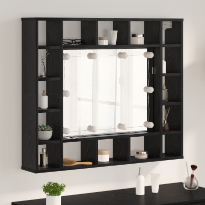 Dulap cu oglindă Stejar negru 91 x 15 x 76.5 cm Lemn compozit GartenMobel Dekor