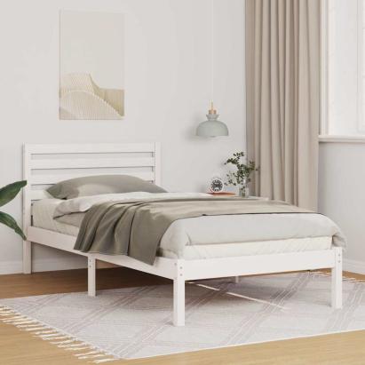 Cadru de pat cu headboard Alb 90 x 190 cm Lemn masiv de pin GartenMobel Dekor