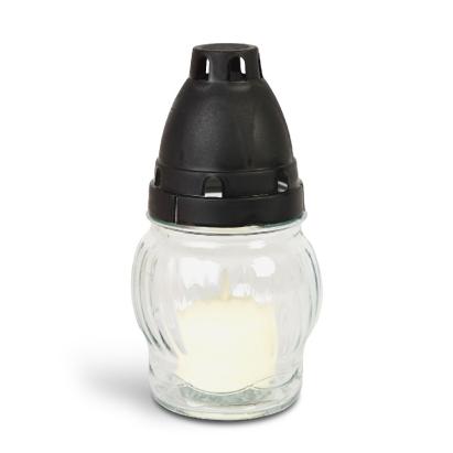 Lumânare din sticlă albă cu capac din plastic negru – 14 cm Best CarHome