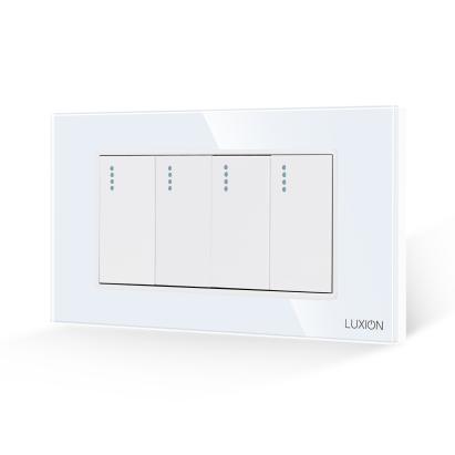 Intrerupator Cvadruplu Mecanic LUXION cu Rama din Sticla, Standard Italian, 4M SmartElectro IntelligentHouse
