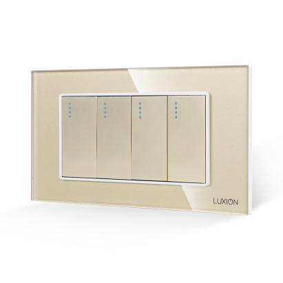 Intrerupator Cvadruplu Mecanic LUXION cu Rama din Sticla, Standard Italian, 4M SmartElectro IntelligentHouse