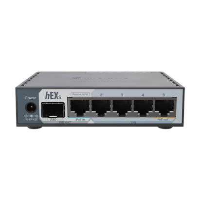 Router hEX, 5 porturi RJ45 Gigabit, 1 x SFP 2.5G, 1 x PoE Out, USB, PoE In - MikroTik E60iUGS SafetyGuard Surveillance