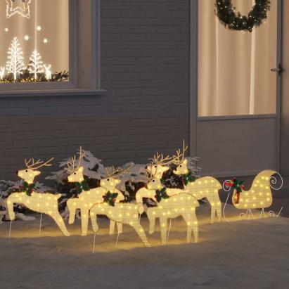 Renii LED 7 pcs Auriu țesătură GartenMobel Dekor