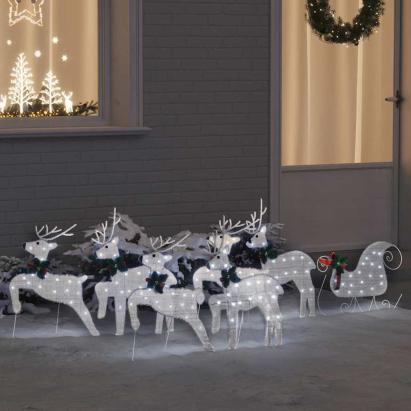 Renii LED 7 pcs Argintiu țesătură GartenMobel Dekor