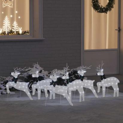 Renii LED 6 pcs Argintiu 45 x 19 x 65 cm țesătură GartenMobel Dekor