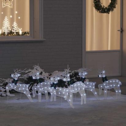 Renii LED 6 pcs Alb 45 x 19 x 65 cm țesătură GartenMobel Dekor