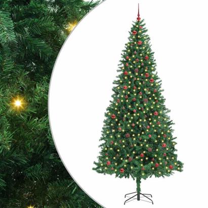 Brad de Crăciun artificial Verde 300 cm PVC și Metal și Plastic GartenMobel Dekor