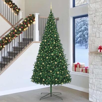 Brad de Crăciun cu lumini decorative cu coarde Verde 400 cm PVC GartenMobel Dekor