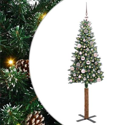 Brad de Crăciun subțire cu 150 LED Verde și alb 150 cm GartenMobel Dekor