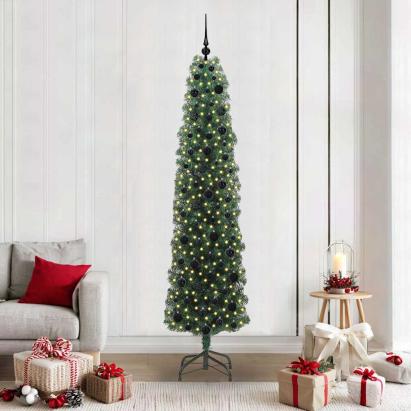 Brad de Crăciun artificial with LEDs Verde 210 cm PVC GartenMobel Dekor