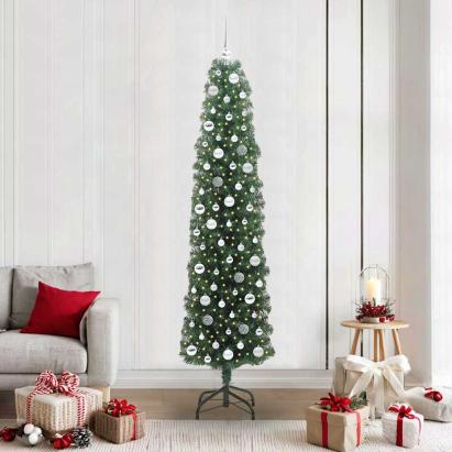 Brad de Crăciun artificial with LEDs Verde 210 cm PVC GartenMobel Dekor
