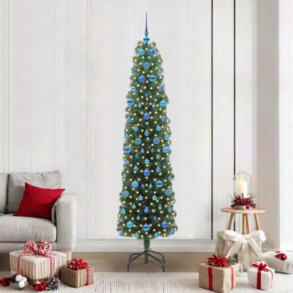 Brad de Crăciun artificial with LEDs Verde 210 cm PVC GartenMobel Dekor
